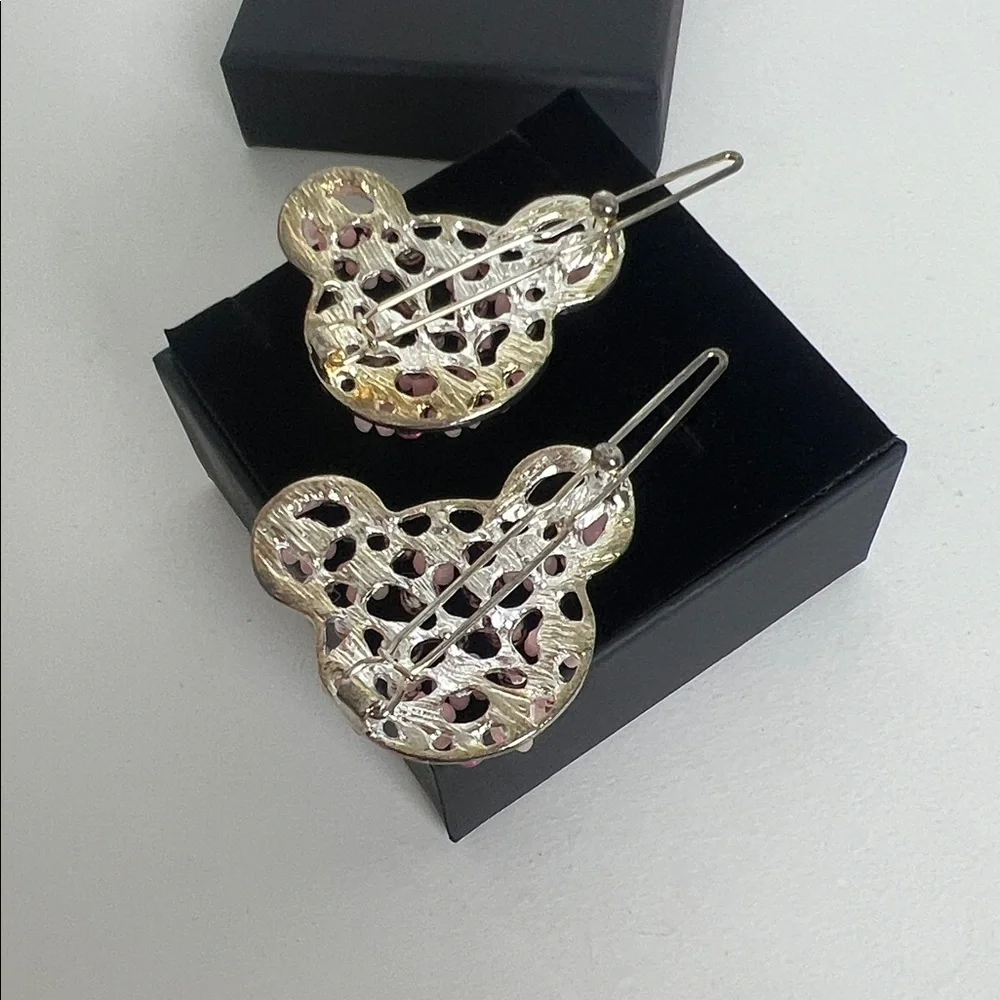 Pink Rhinestone Hair Clips
